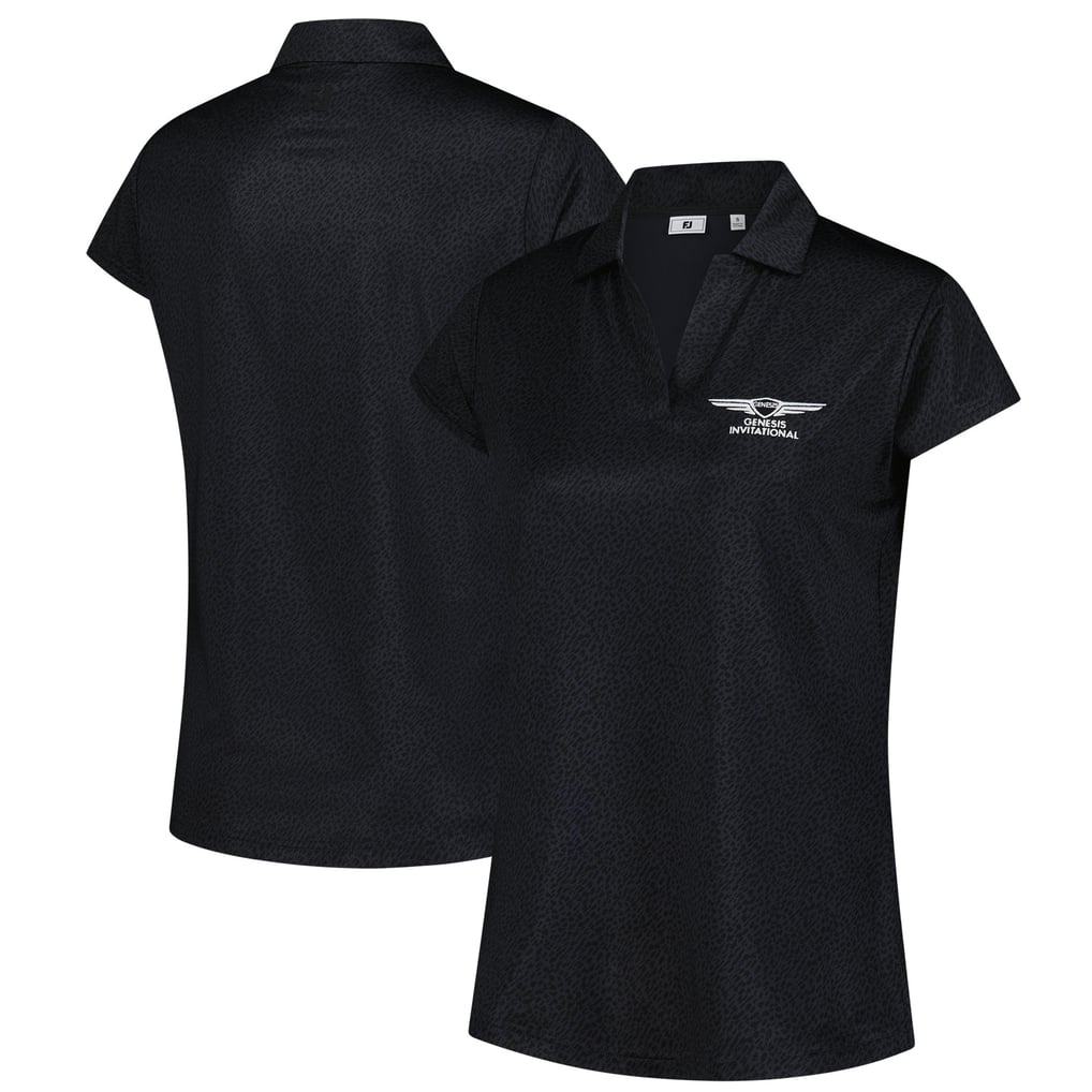  Genesis Invitational FootJoy Women's Printed Cap Sleeve Polo - Black